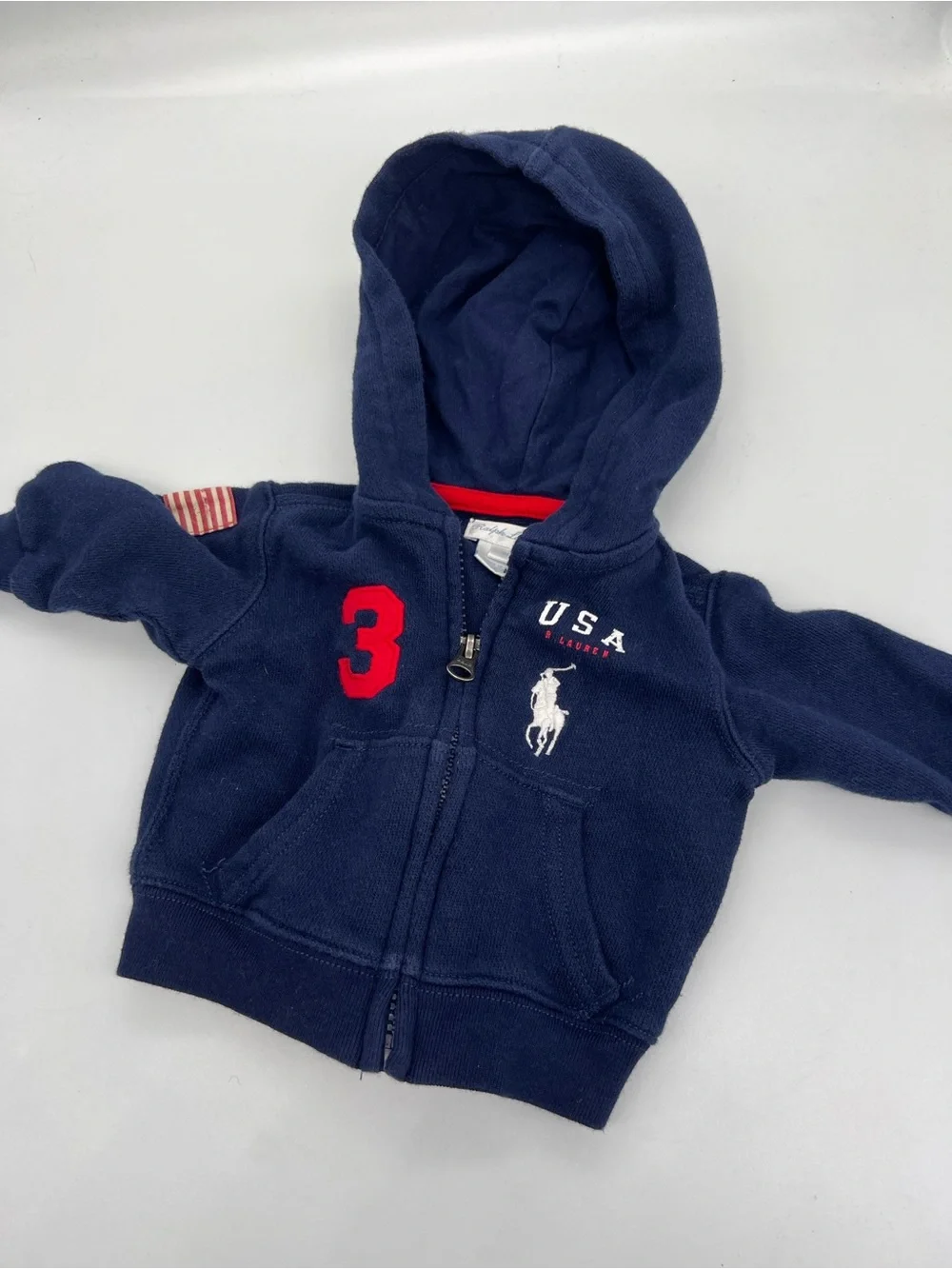 Ralph Lauren Navy Hooded Zip Sweatshirt & Striped One-Piece Navy/White